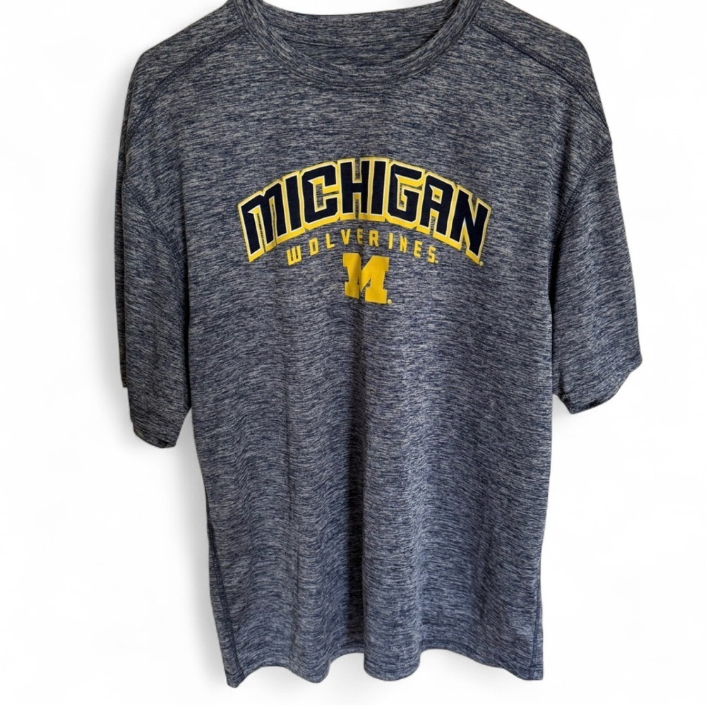 Men’s Michigan Wolverines Sz Large Collegiate Athletic Heather Blue Short Sleeve